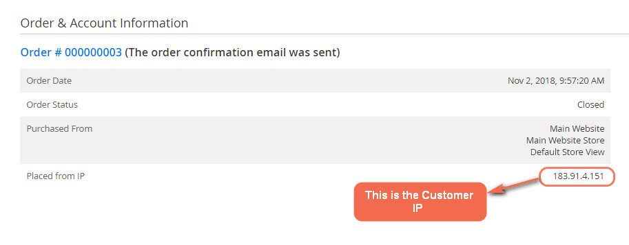 Magento 2 order id and customer ip