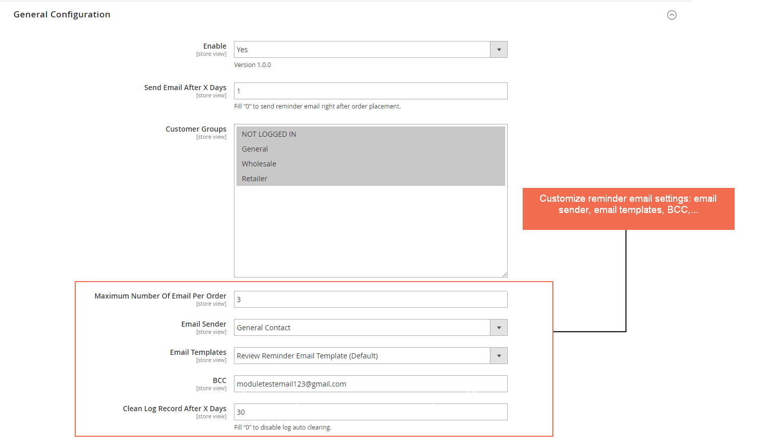 review reminder magento 2 email config