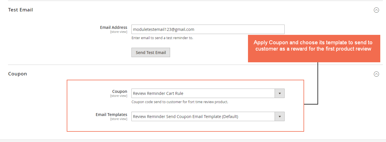 review reminder coupon option magento 2