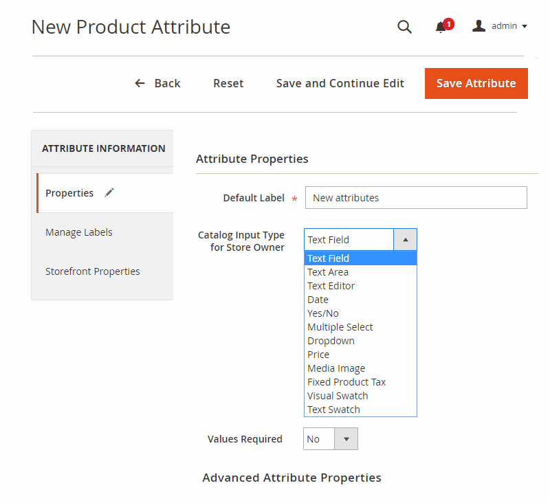 product attributes magento 2-properties