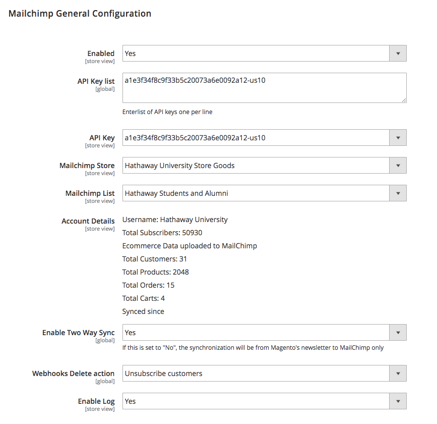 Mailchimp-general-configuration