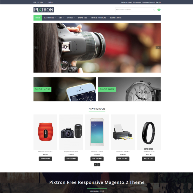 free-magento-2-theme-pixtron