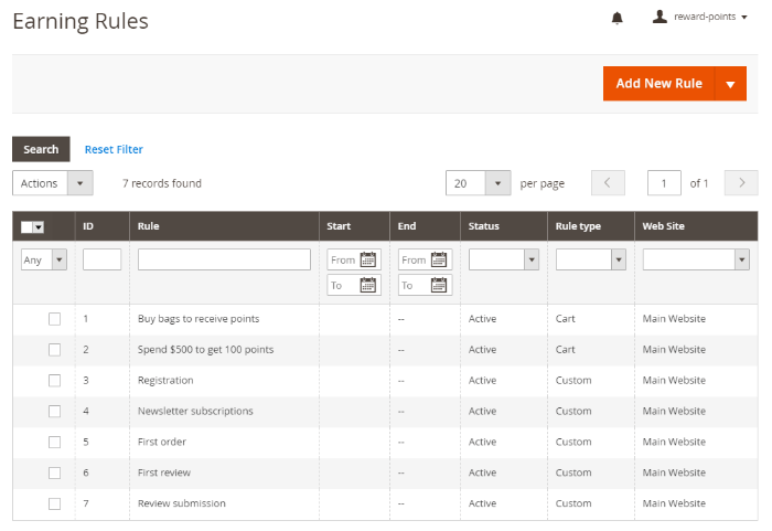 reward points magento