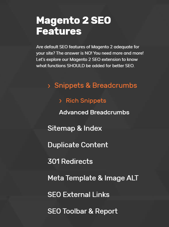 magento 2 seo extension features