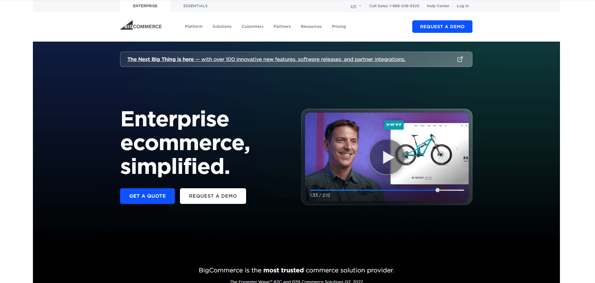 BigCommerce's homepage