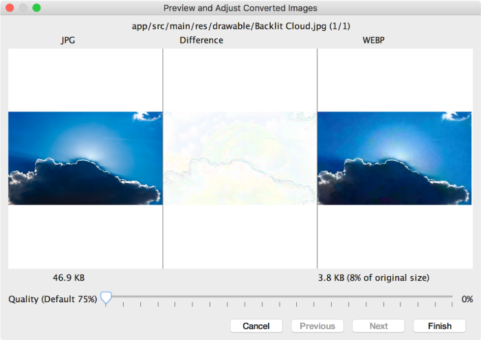 Convert images to webp