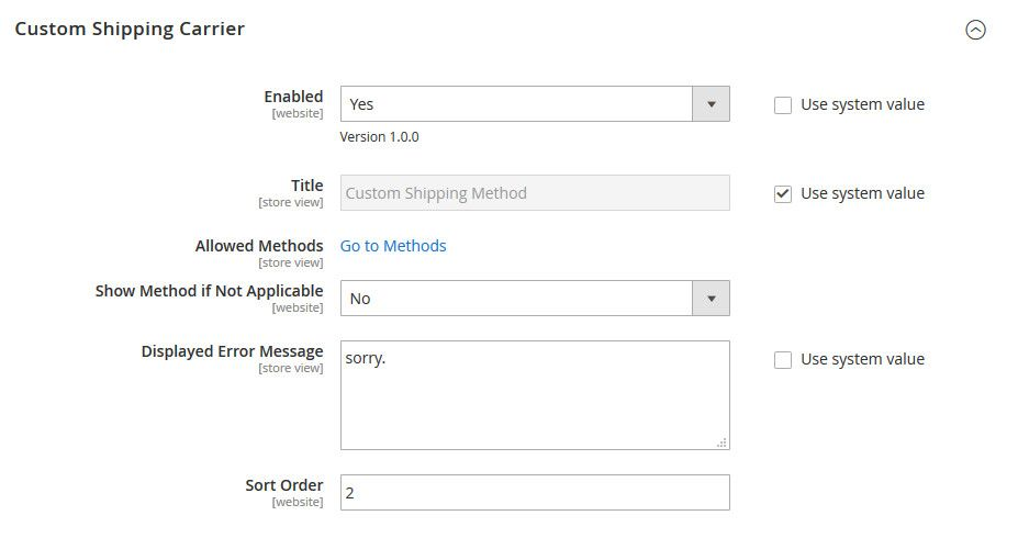 magento 2 custom shipping method