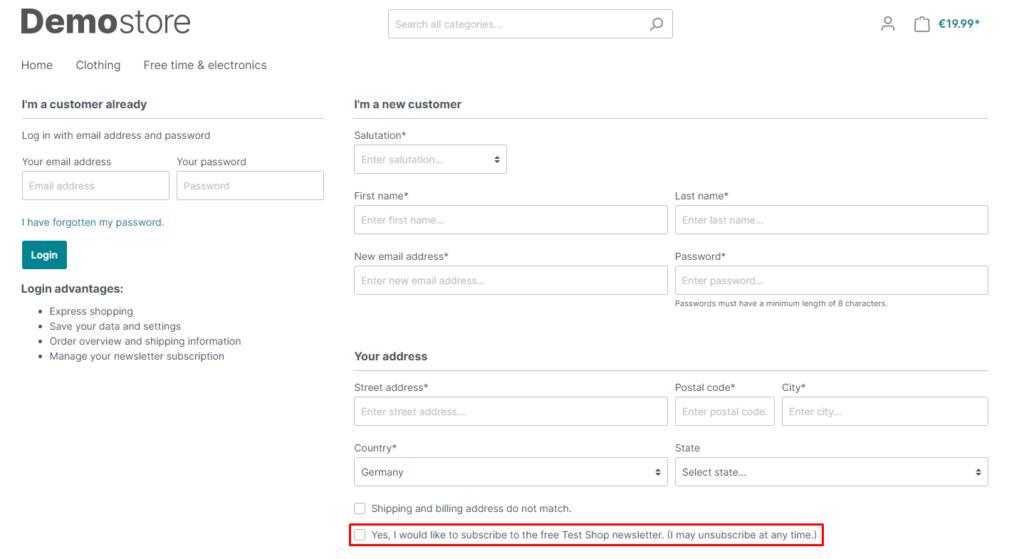 Shopware 6 Newsletter Checkbox for Sign-up Customers user guide