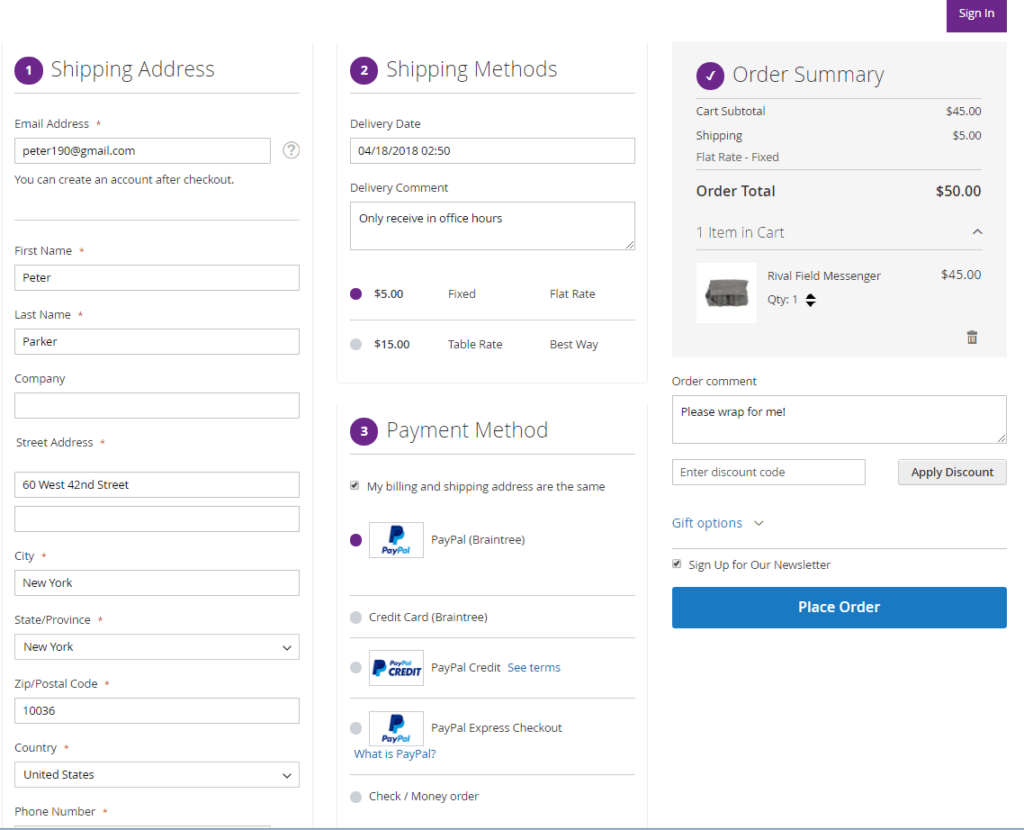 Billing Address and Shipping Address are on the same page in Magento 2