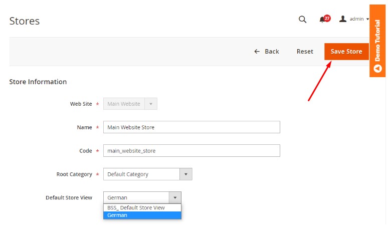 Magento 2 Change Default Store View - Save Change