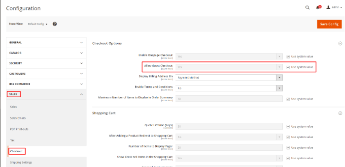 enable or disable Magento guest checkout