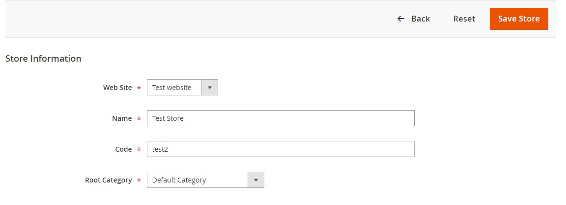 Create a store in magento 2