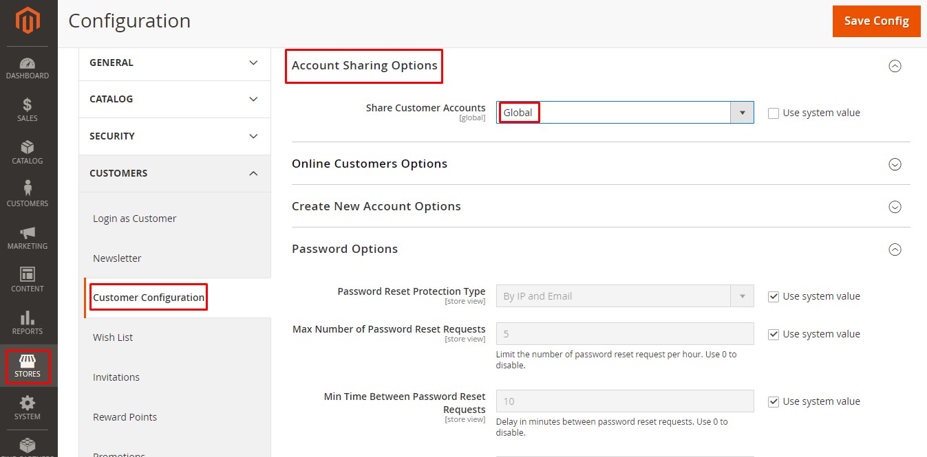 Setting account sharing options