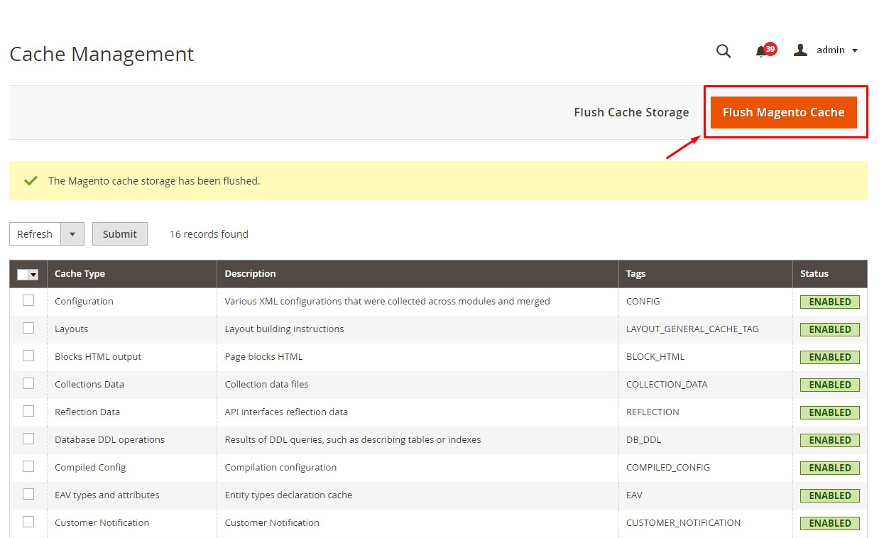 flush magento cache