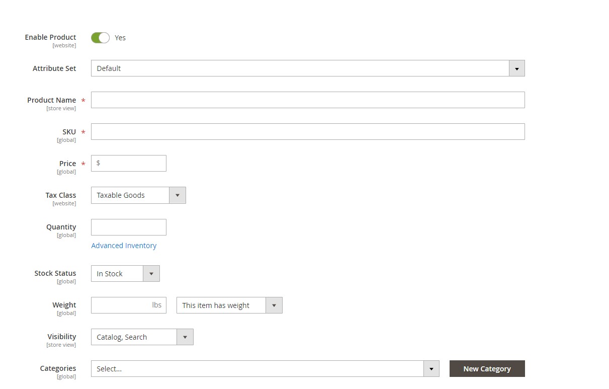 Setting informaition for configurable product