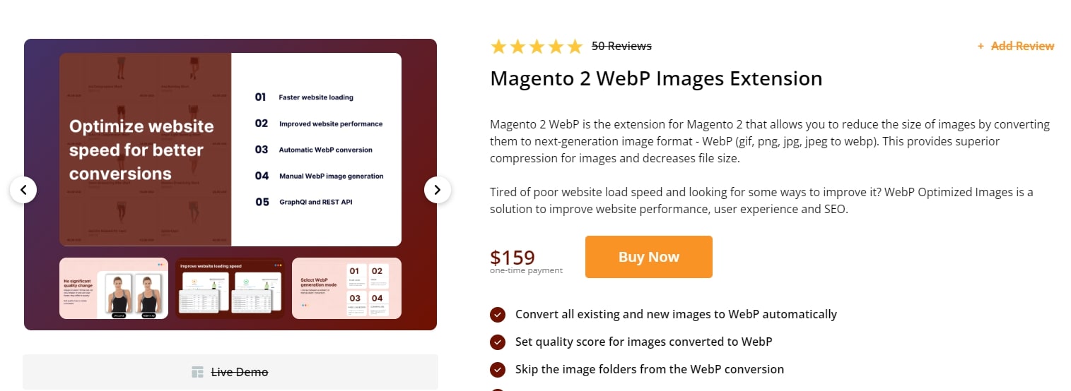 Magento 2 WebP Images extension by MageFan