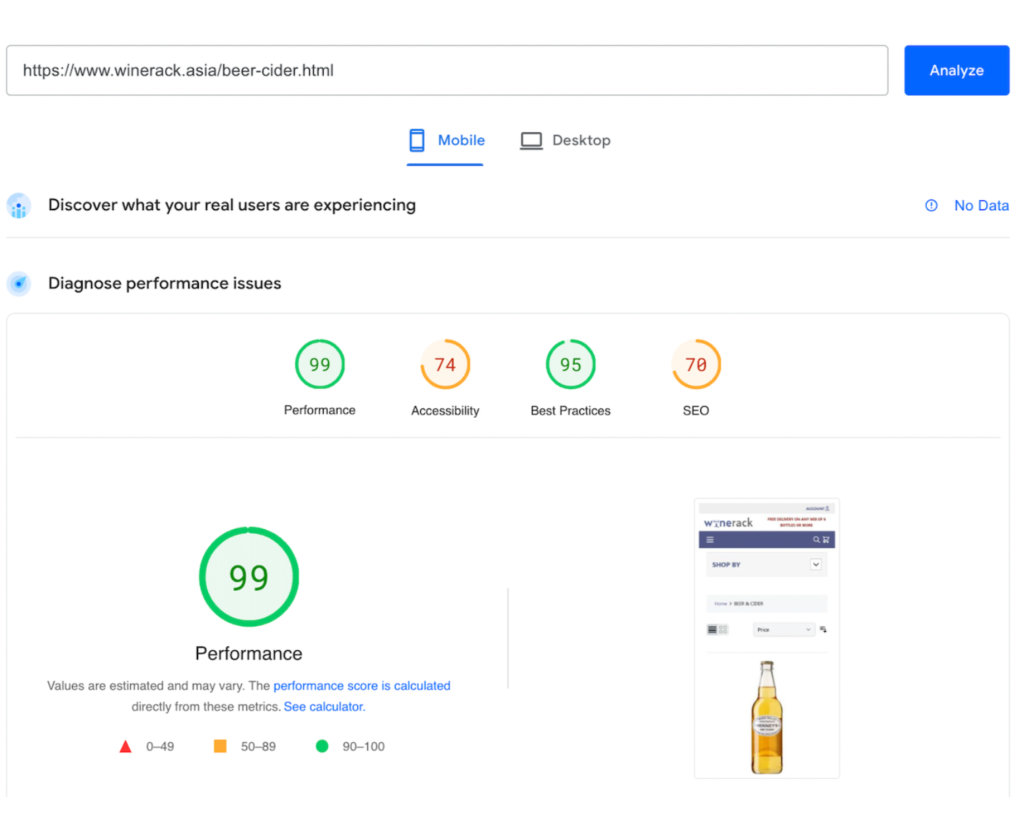winerack-page-speed-insight-for-cate-page