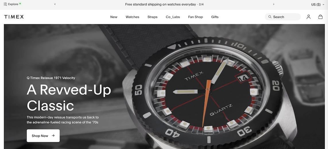 Timex's website