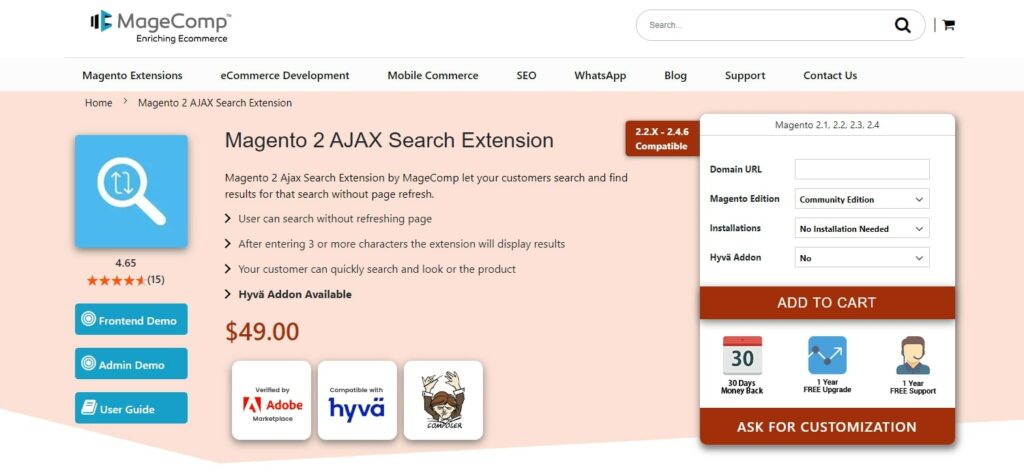 Magento 2 AJAX Search Extension by MageComp