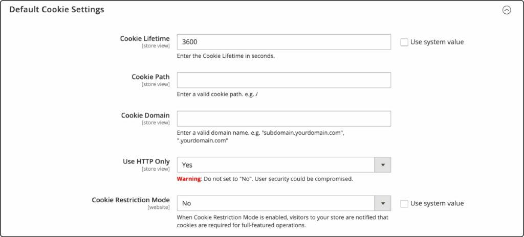 magento 2 cookie settings 4