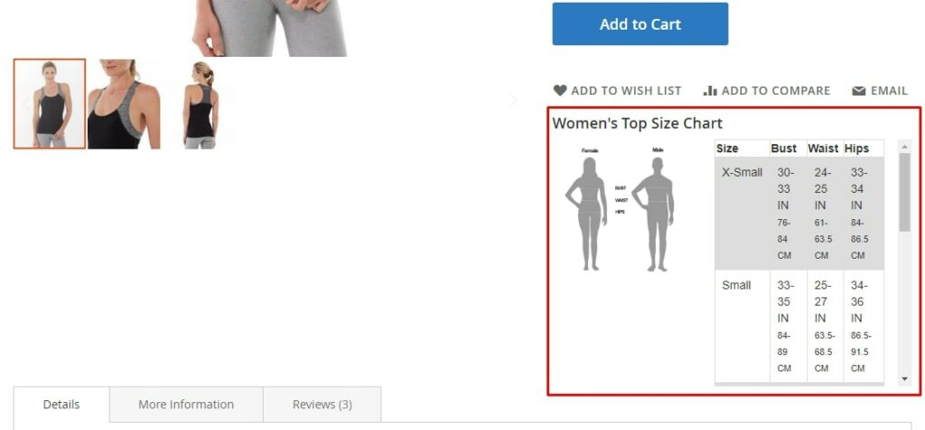 Size Chart in Magento 2 Frontend 3