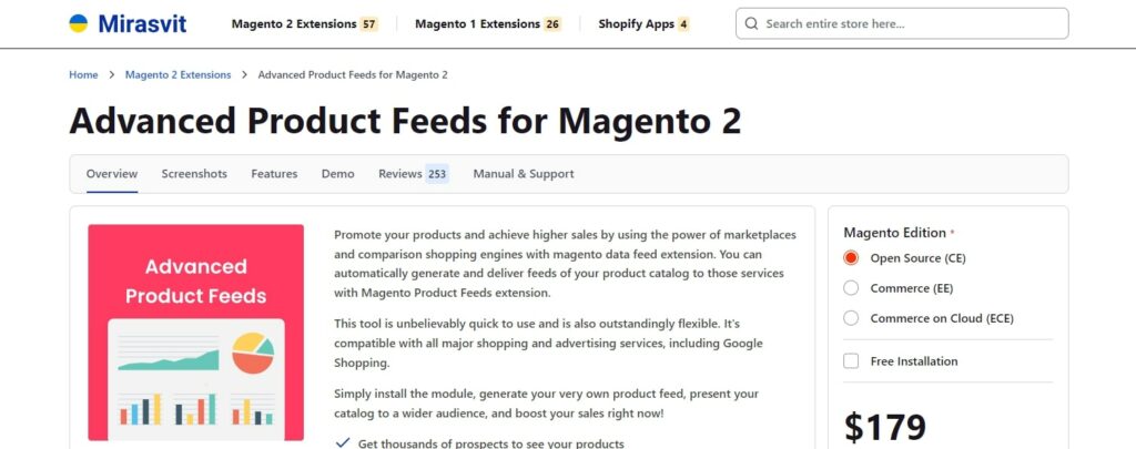 Magento Product Feeds extension developed by Mirasvit