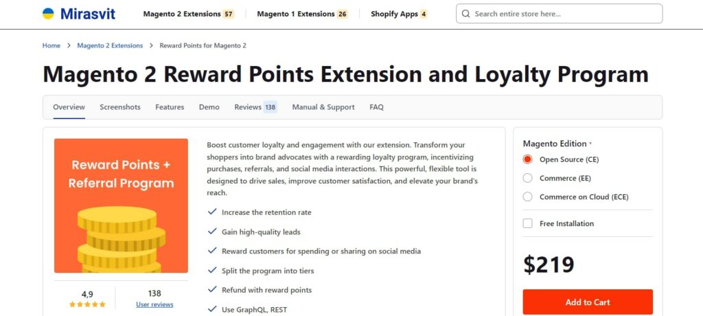 Magento 2 Reward Points Extension by Mirasvit