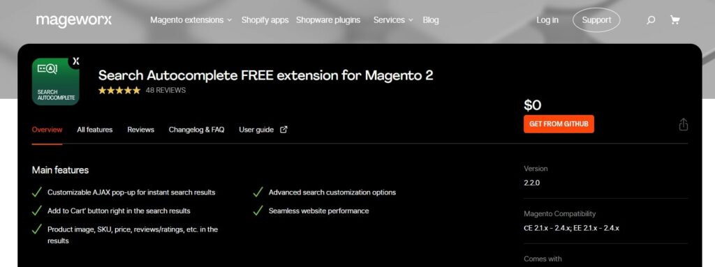 Search Autocomplete FREE extension for Magento 2 by Mageworx