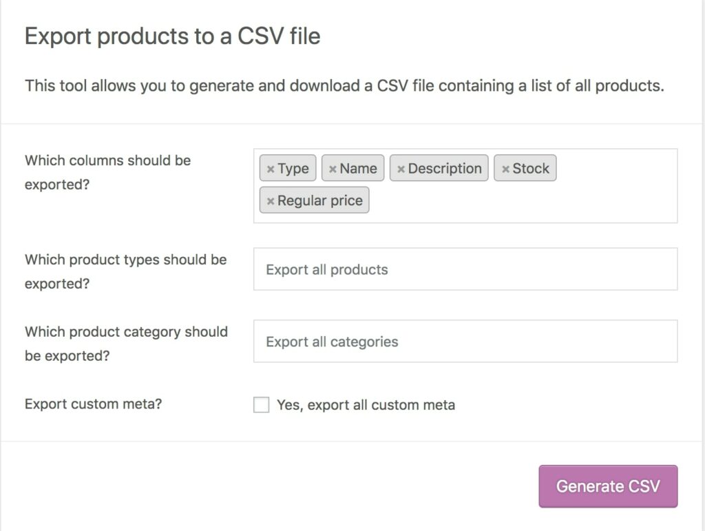 export product WooCommerce to a CSV file 1