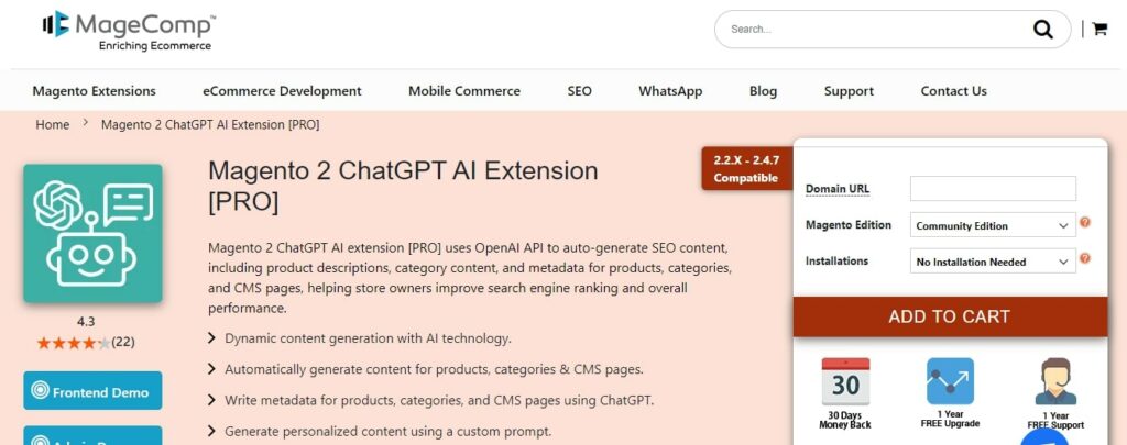 Magento 2 ChatGPT AI Extension [PRO] - MageComp