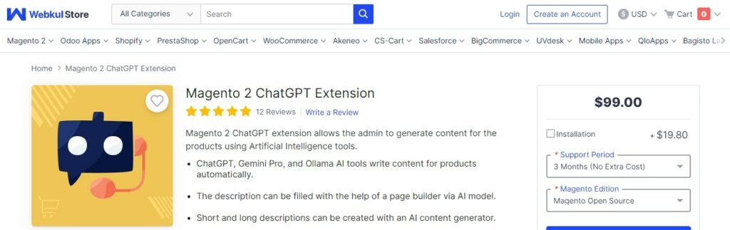 Magento 2 ChatGPT Extension - Webkul Store