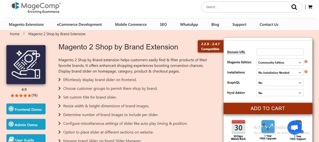 Magento 2 Shop by Brand Extension MageComp