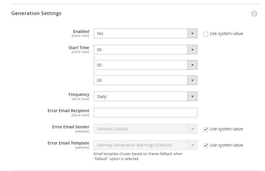 Magento Seo guide - sitemap xml generation settings