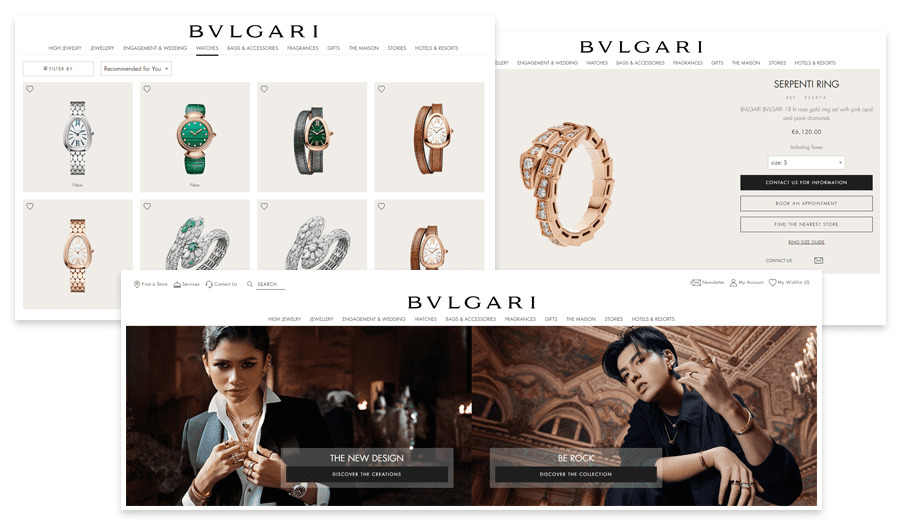 Bulgari's website