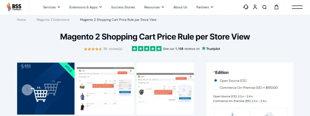 Magento 2 Shopping Cart Price Rule per Store View - BSS Commerce