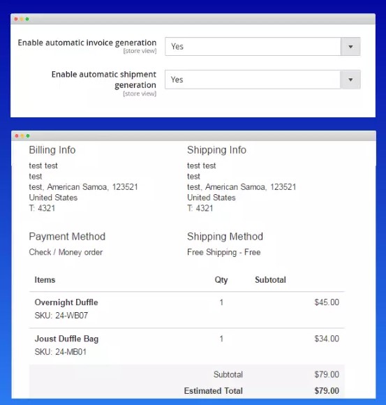 Auto create Magento Invoice and Shipment