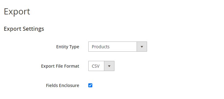 Magento 2 export settings