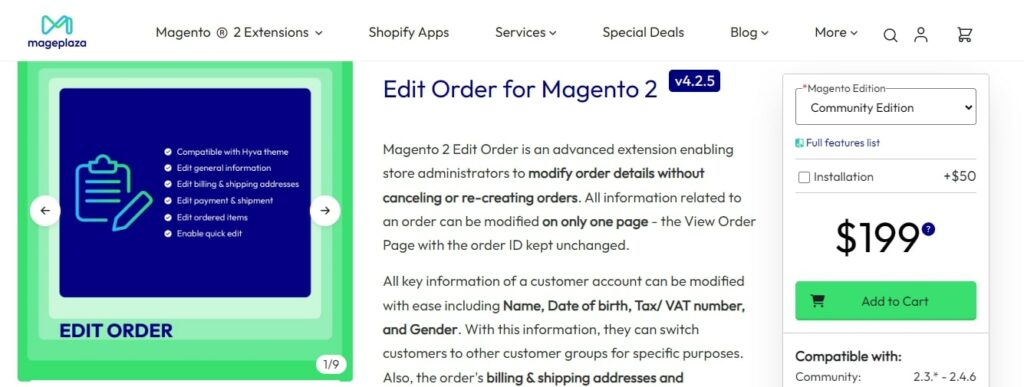 Edit Order for Magento 2 Extension Mageplaza