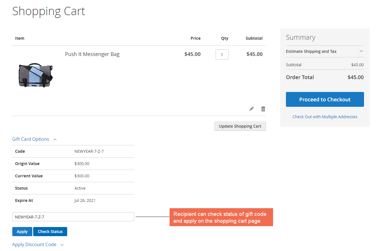 6.magento 2 gift card - check status.png