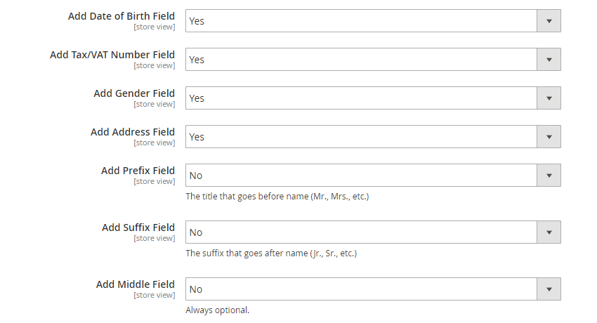 Additional fields in B2B registration form