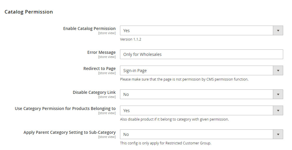 magento customer group catalog-General Settings