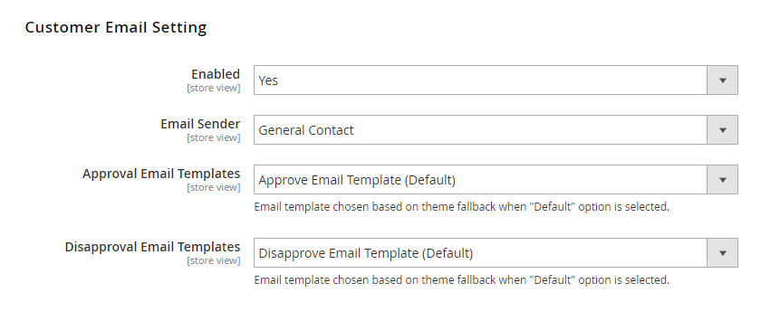 Customer Email Settings