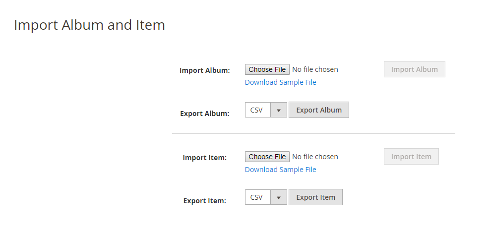 magento 2 gallery import/export item/album