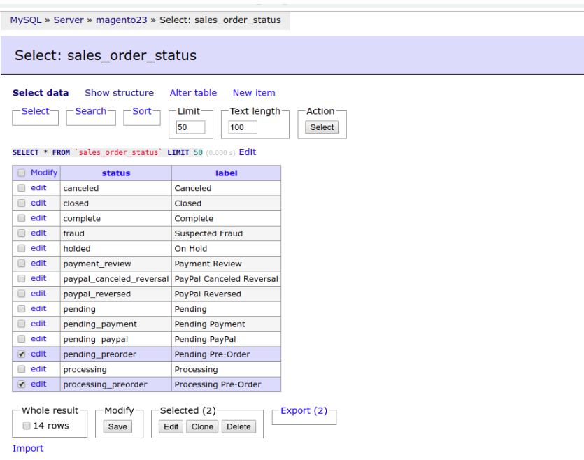 Delete order status of extension on table sales_order_status