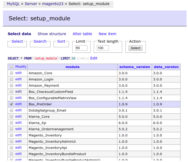 Delete Bss_PreOrder line on table setup_module