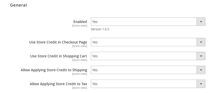 Store Credit General Settings