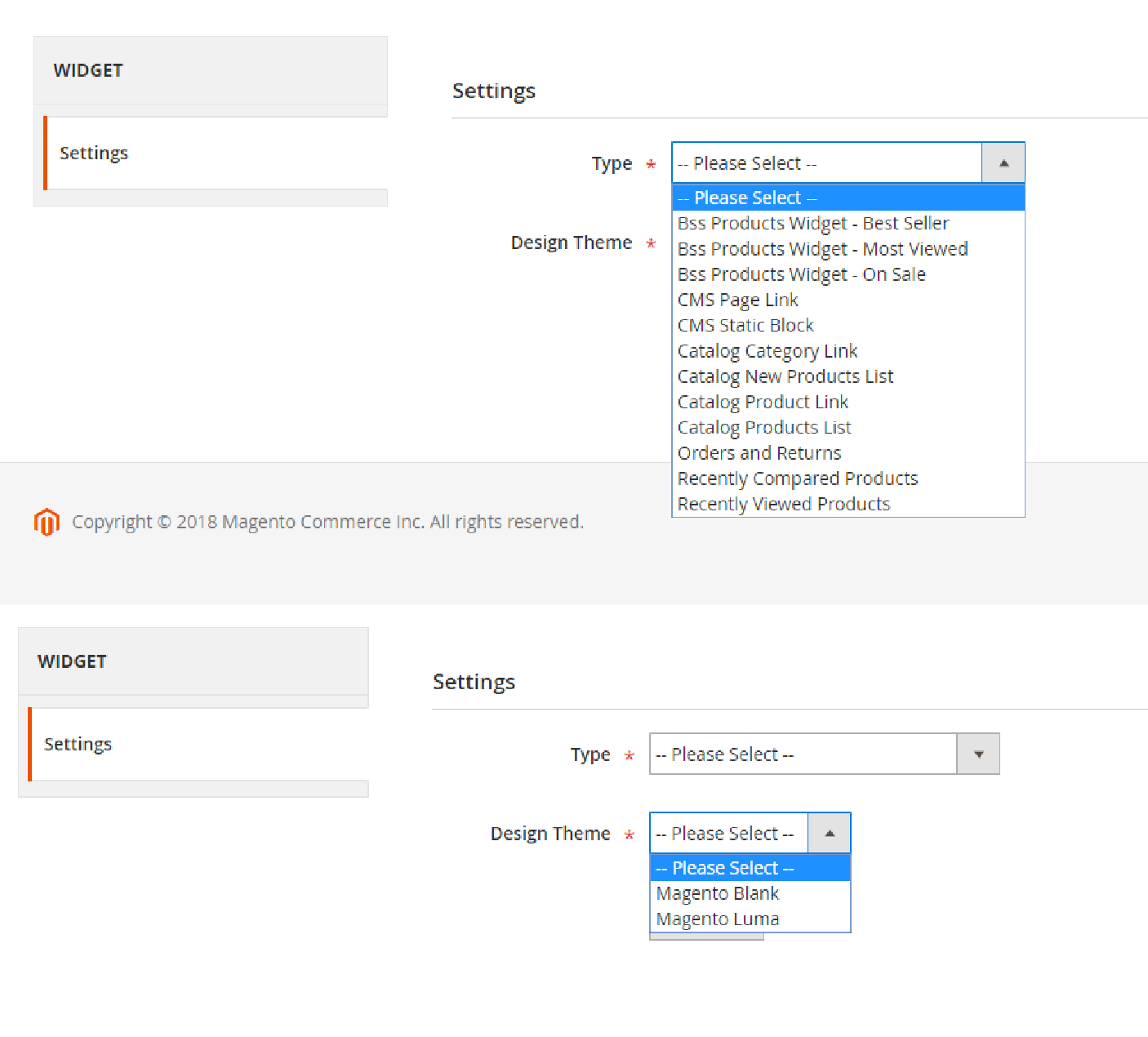 Widget Settings for Magento 2 Product Widget Slider