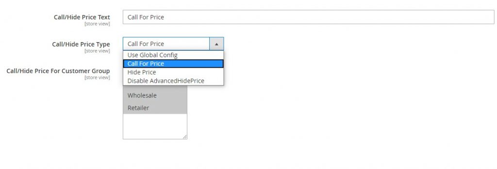 magento call hide price type