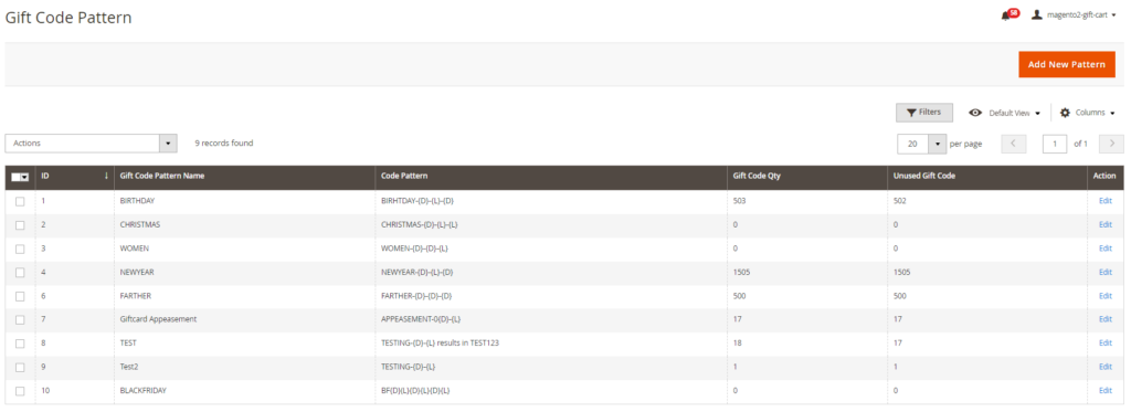 code list grid