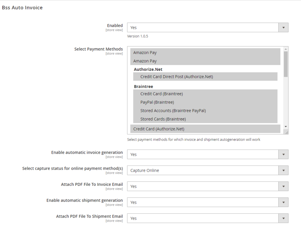 general config auto invoice